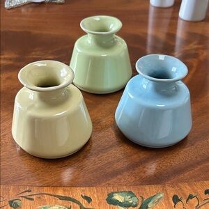 Set of Three Ceramic Inkwell Vases
